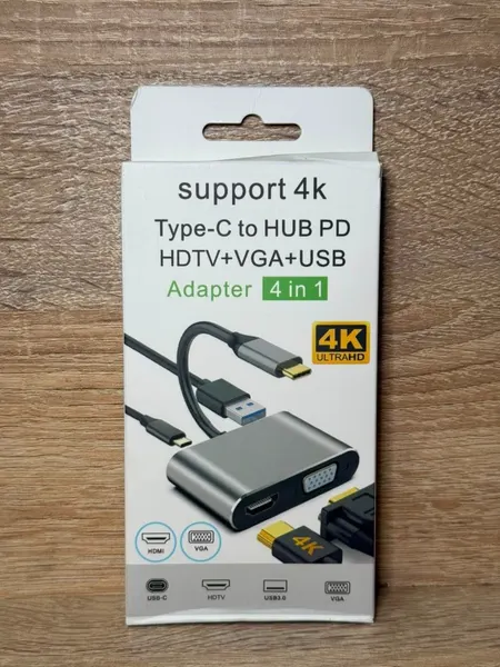 ADAPTER SUPPORT 4K TYPE-C TO HUB PD 4 IN 1 - محولات وHUB بالجملة Errayhany Grossiste المغرب